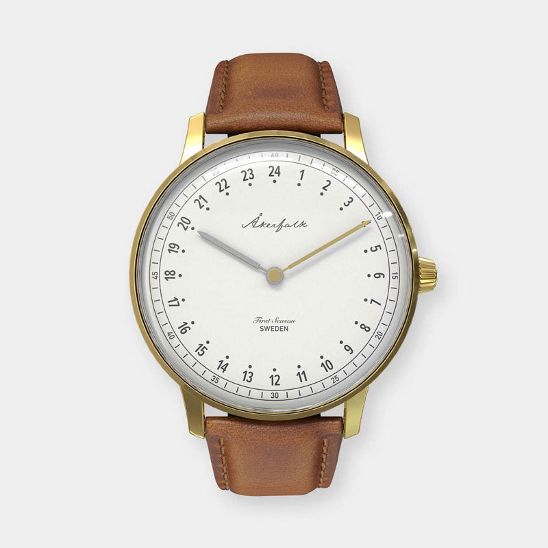 【First Season】 Gold×White・Lt Brown Leather / ゴールド×ホワイト・ライトブラウン レザー ストラップ