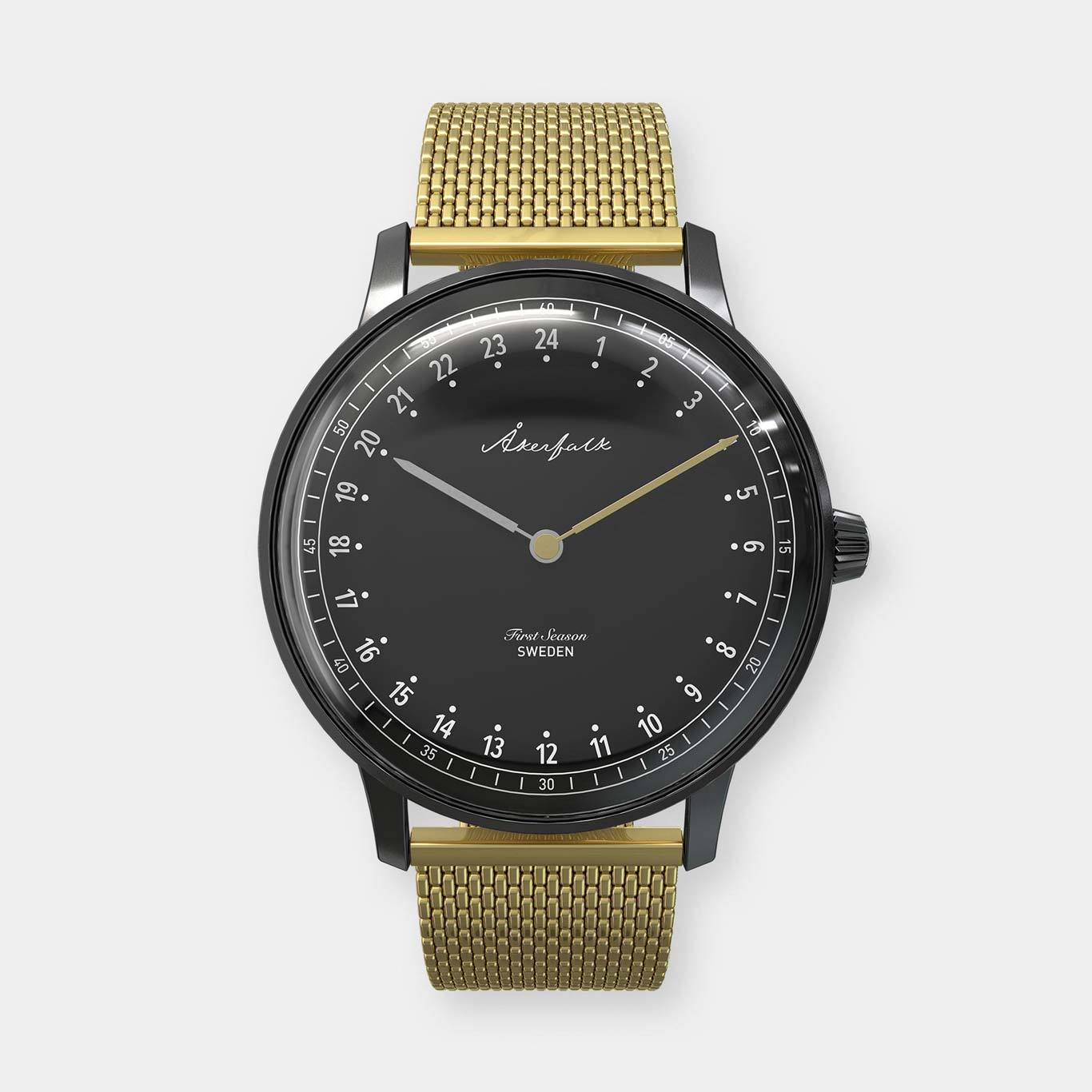 【First Season】 Matte Black×Black・Gold Mesh / マットブラック×ブラック・ゴールド メタルメッシュ ストラップ