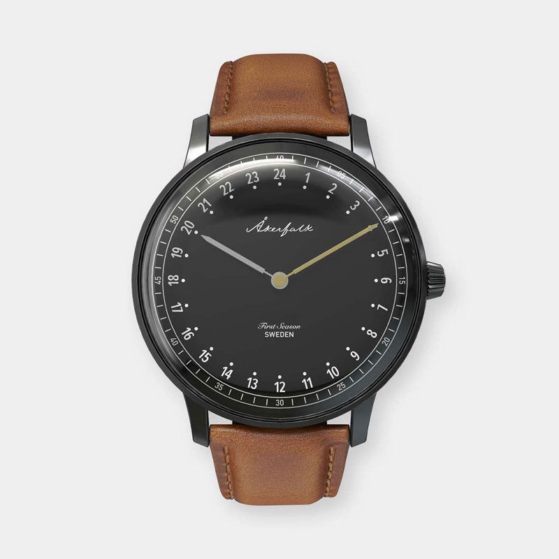 【First Season】 Matte Black×Black・Lt Brown Leather / マットブラック×ブラック・ライトブラウン レザー ストラップ