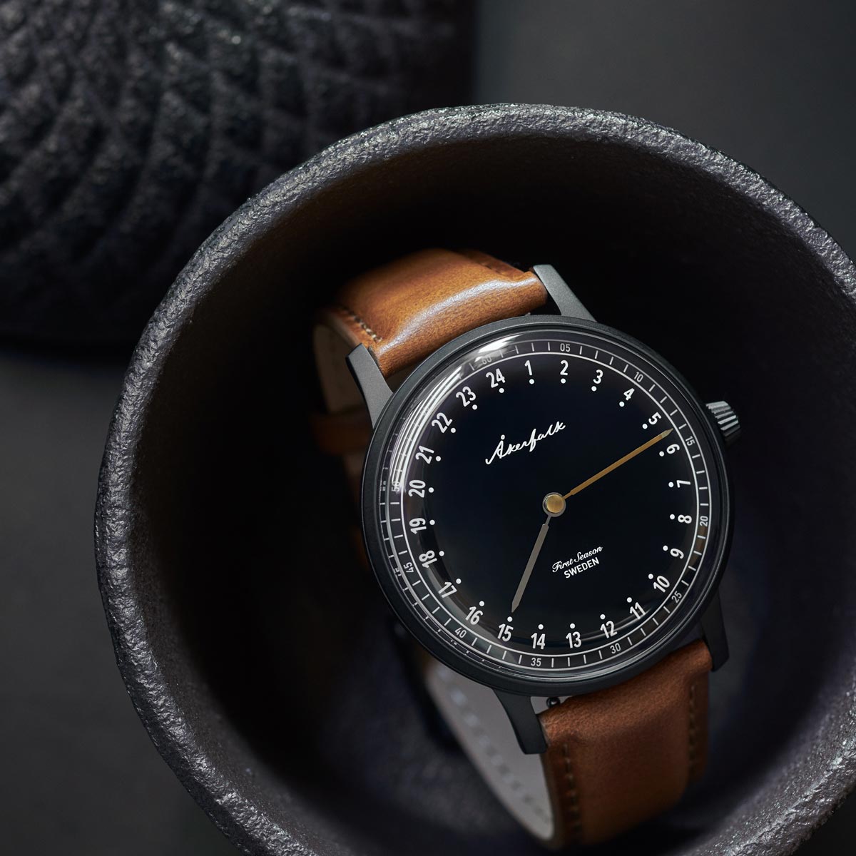 【First Season】 Matte Black×Black・Lt Brown Leather / マットブラック×ブラック・ライトブラウン レザー ストラップ