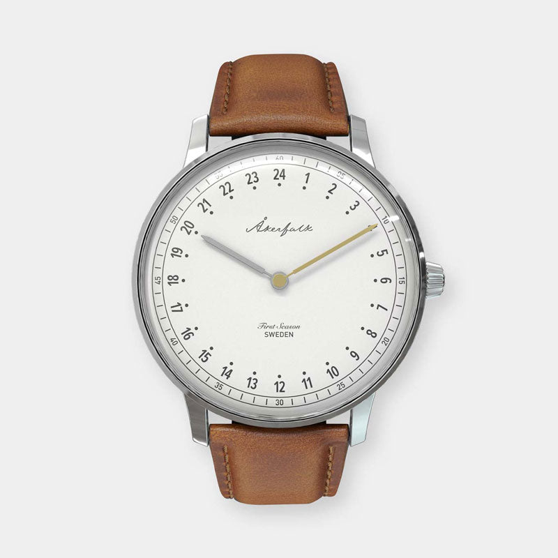 【First Season】 Silver×White・ Lt Brown Leather / シルバー×ホワイト・ライトブラウン レザー ストラップ