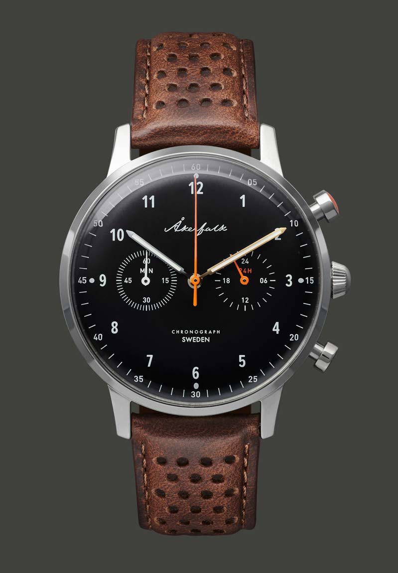 【Chronograph】クロノグラフ Silver×Black・Brown Leather / シルバー×ブラック・ブラウン レザー ストラップ