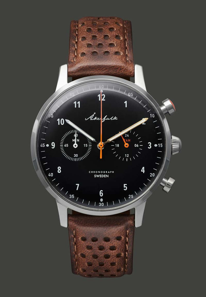 【Chronograph】クロノグラフ Silver×Black・Brown Leather