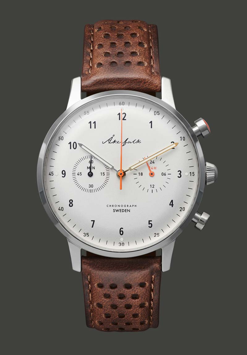 【Chronograph】クロノグラフ Silver×White・Brown Leather ...