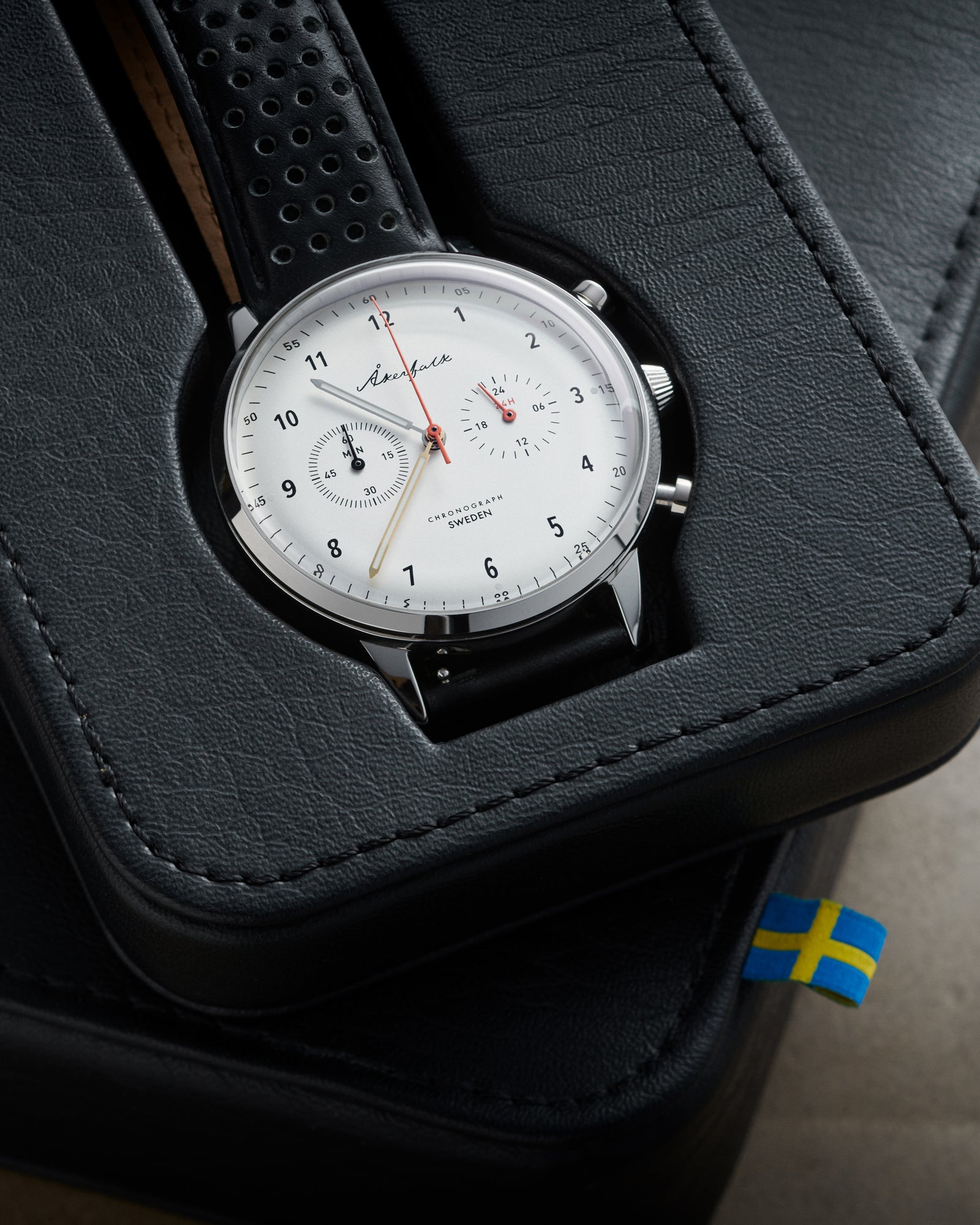 【Chronograph】クロノグラフ Silver×Black・Brown Leather / シルバー×ブラック・ブラウン レザー ストラップ